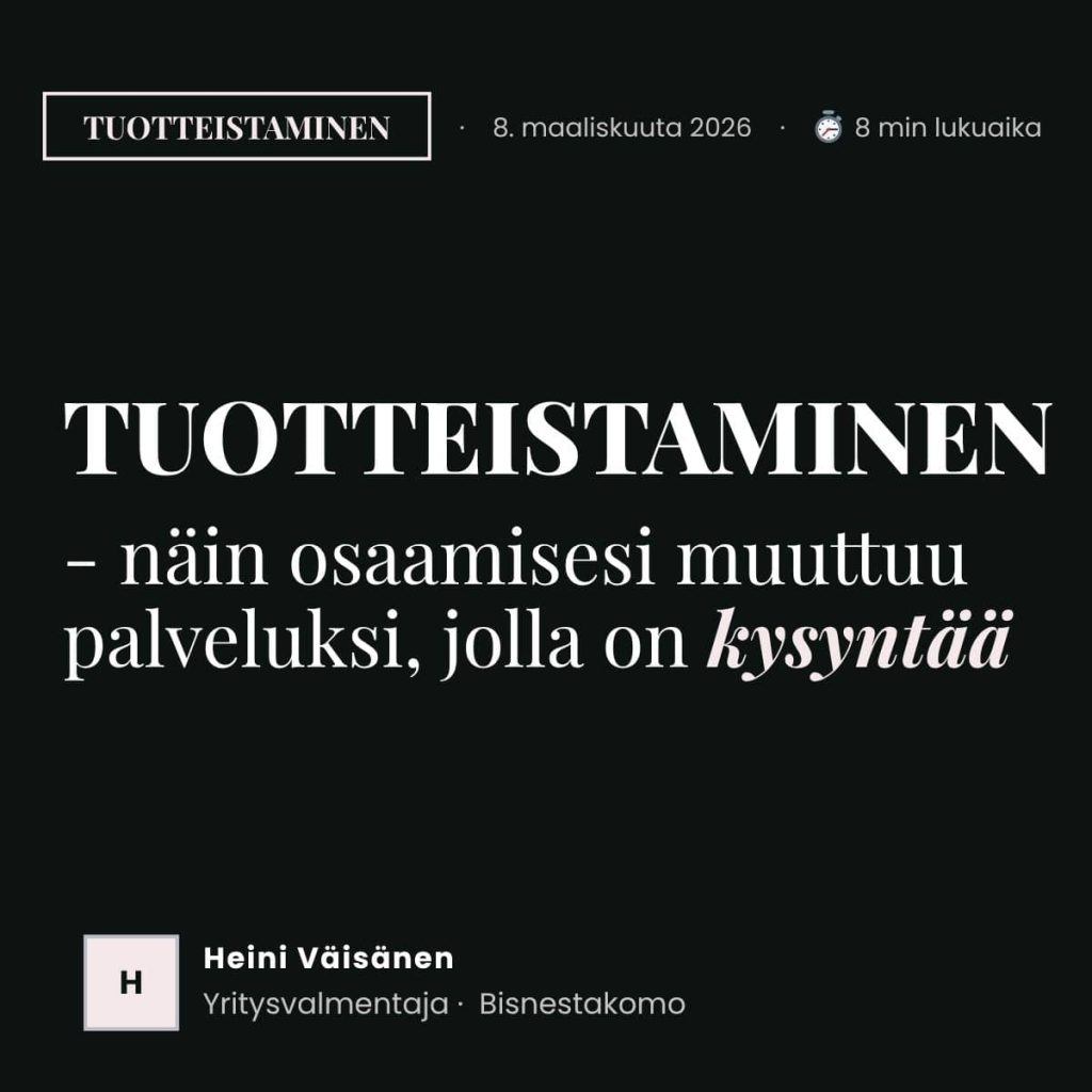 Bisnestakomo blogi tuotteistaminen